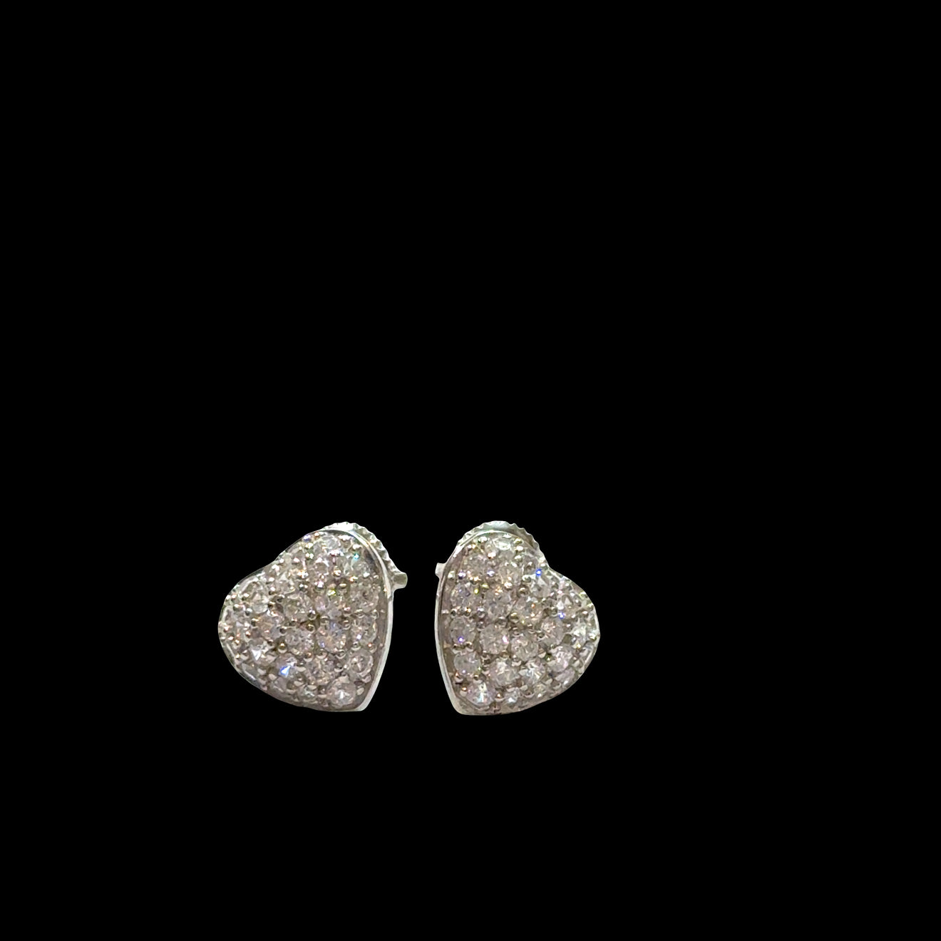 Sterling Silver Heart Stud Earrings with CZ's