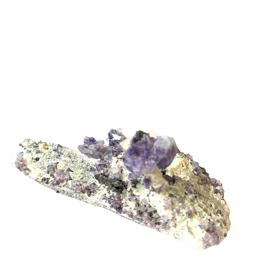 Raw Fluorite with Calcite and Pyrite Gemstone Slab