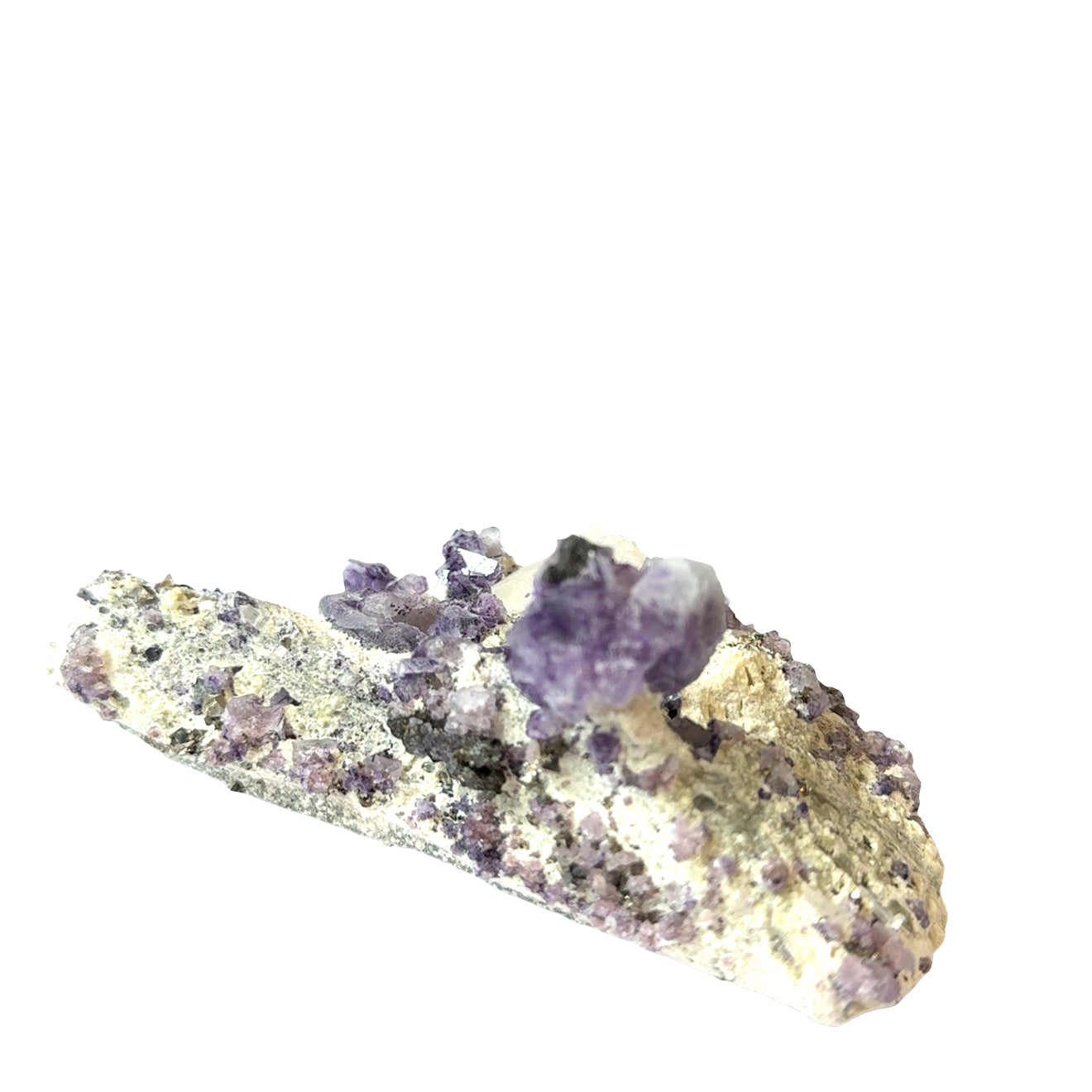 Raw Fluorite with Calcite and Pyrite Gemstone Slab