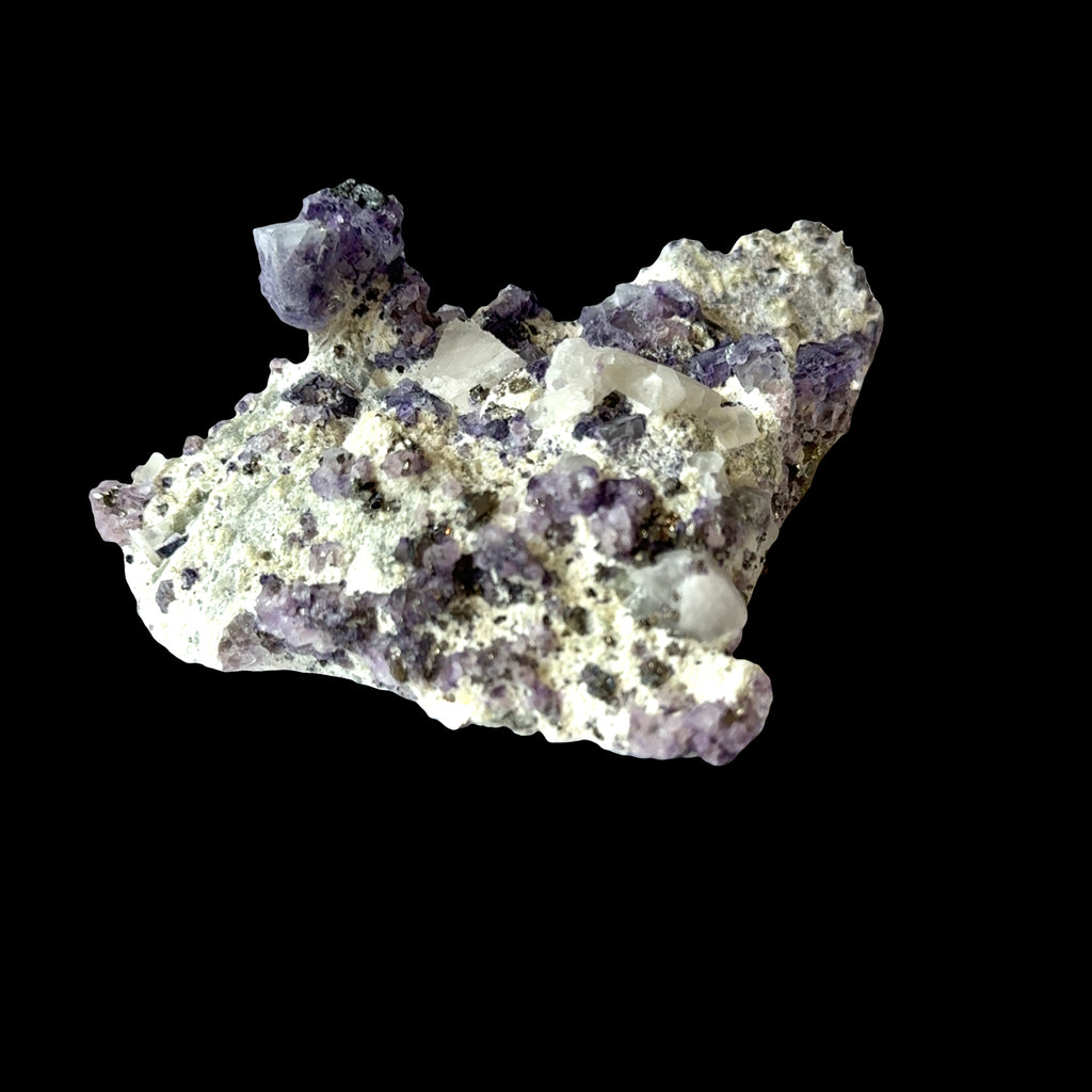 Raw Fluorite with Calcite and Pyrite Gemstone Slab