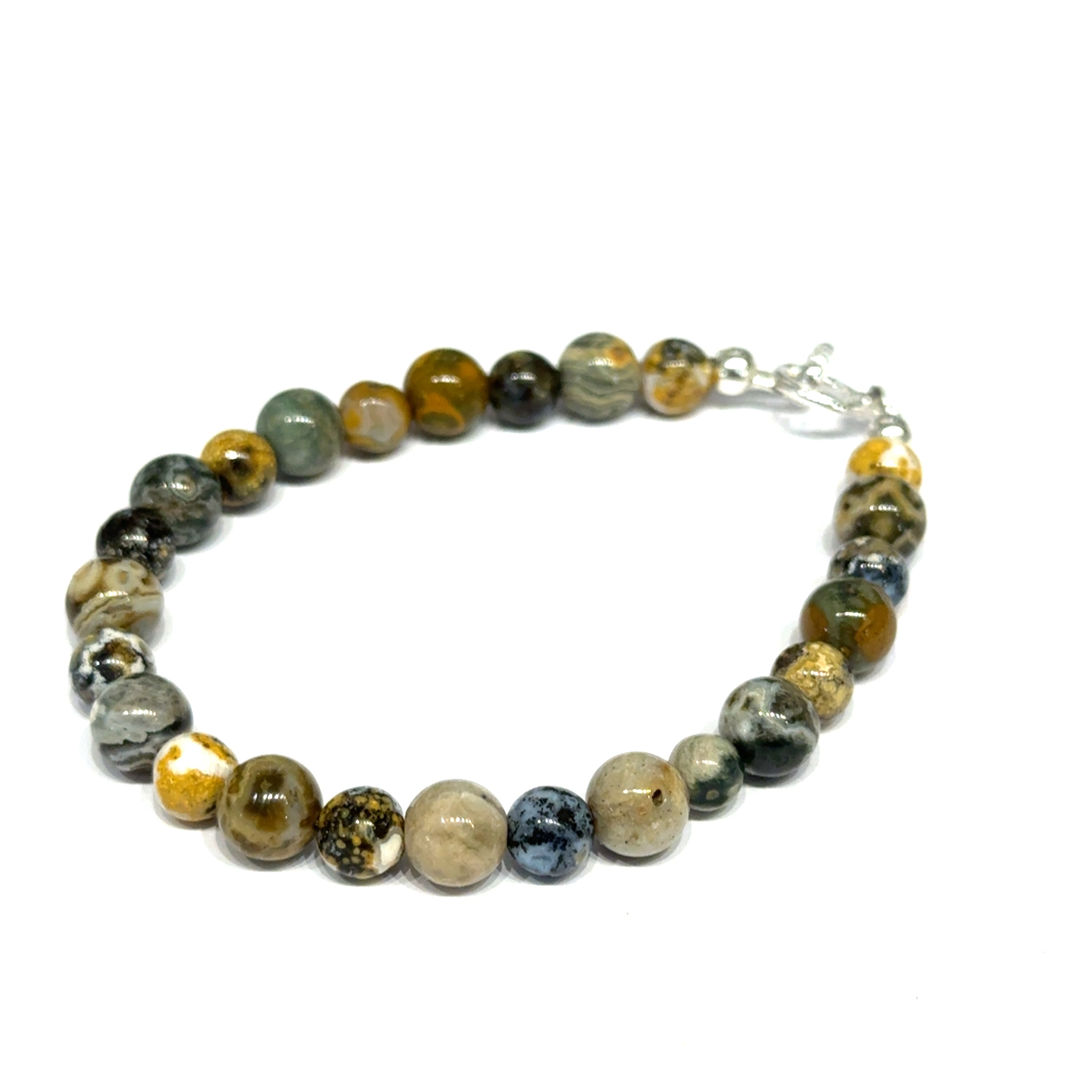 Ocean Jasper Gemstone Beaded Bracelet