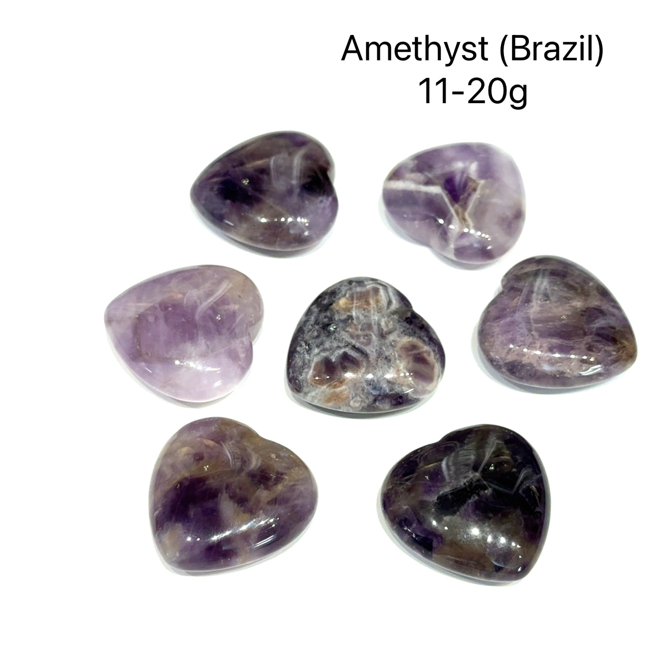 Amethyst Gemstone Carved Hearts from Brazil & Uruguay