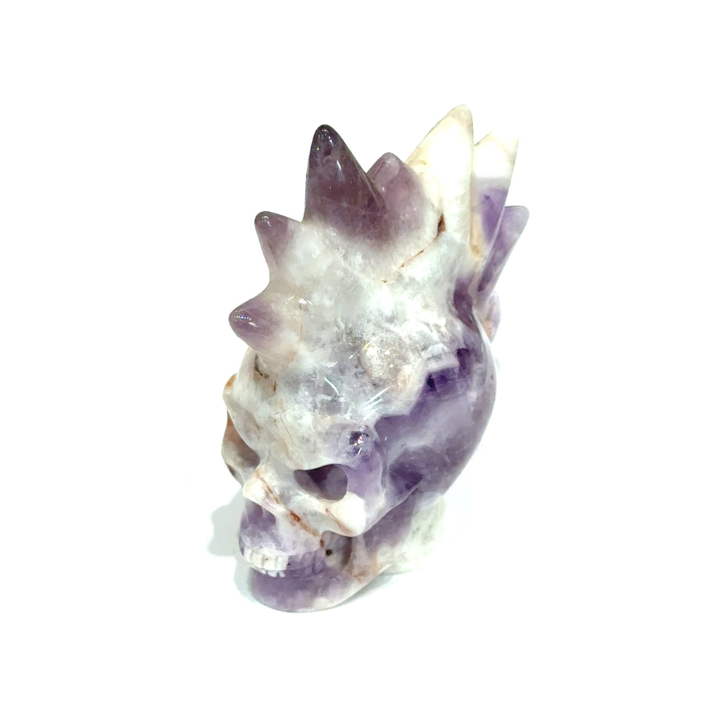 Trapiche Amethyst Mohawk Skull | Rare Sacred Geometry Crystal