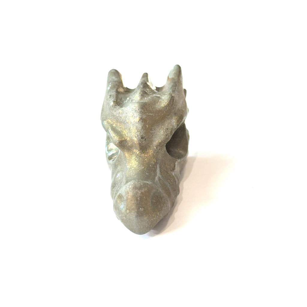Pyrite Dragon Head Carving | Guardian of Wealth & Willpower