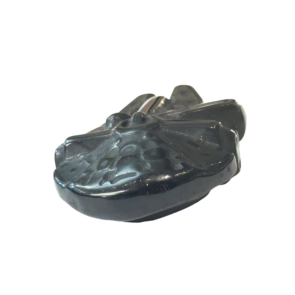 Black Obsidian Millennium Falcon Carving Star Wars Crystal Collectible | Hand-Carved Black Obsidian
