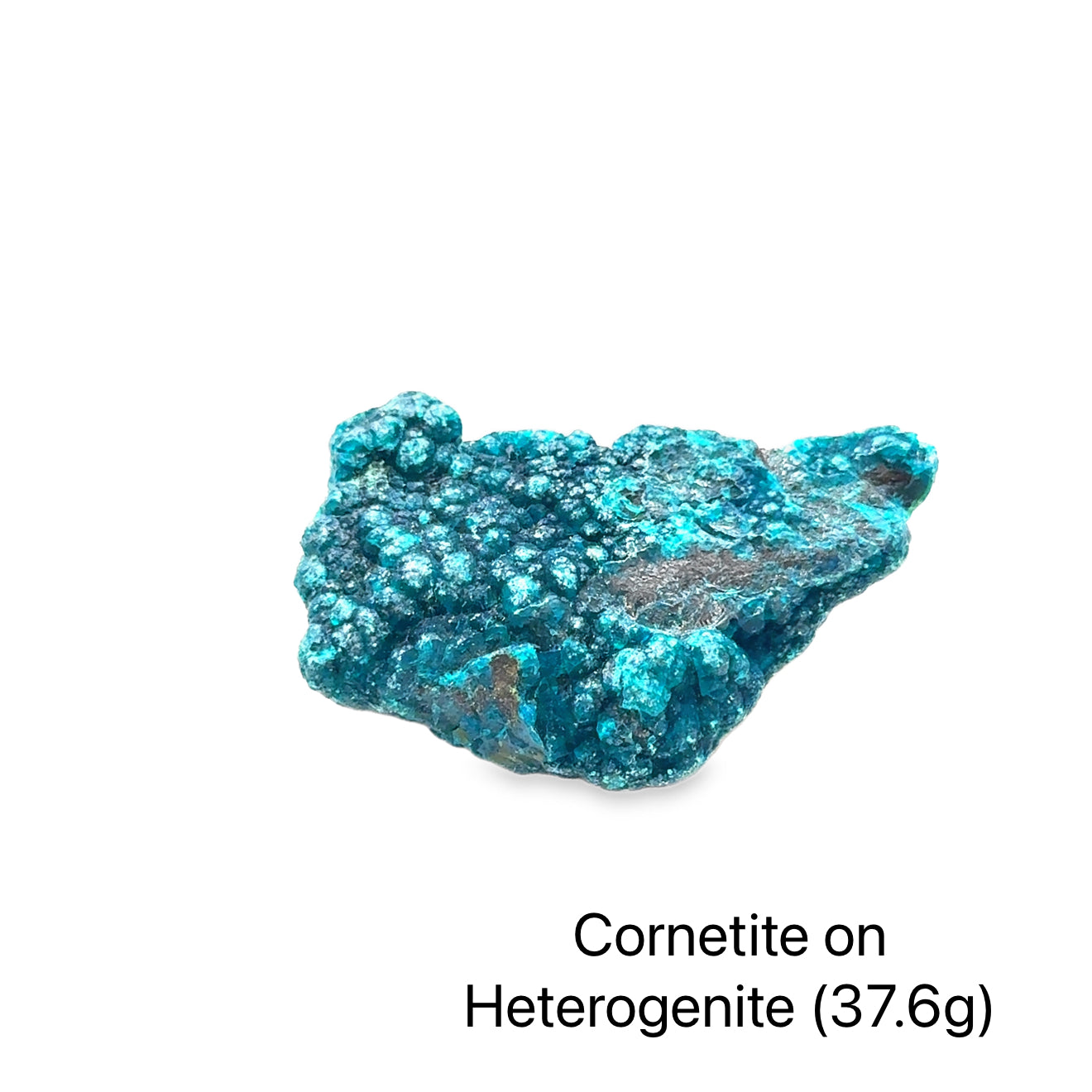 Cornetite on Heterogenite Raw Gemstone From the Democratic Republic of Congo