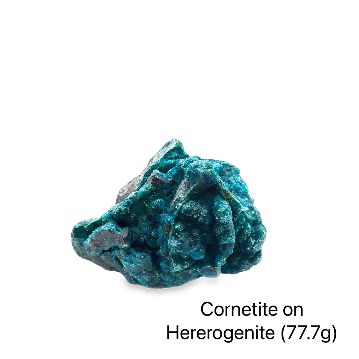 Cornetite on Heterogenite Raw Gemstone From the Democratic Republic of Congo