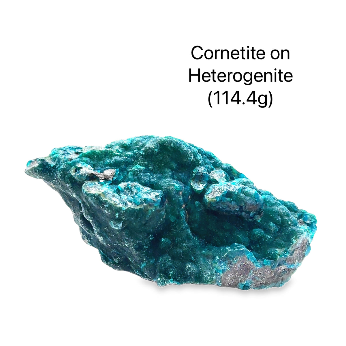 Cornetite on Heterogenite Raw Gemstone From the Democratic Republic of Congo