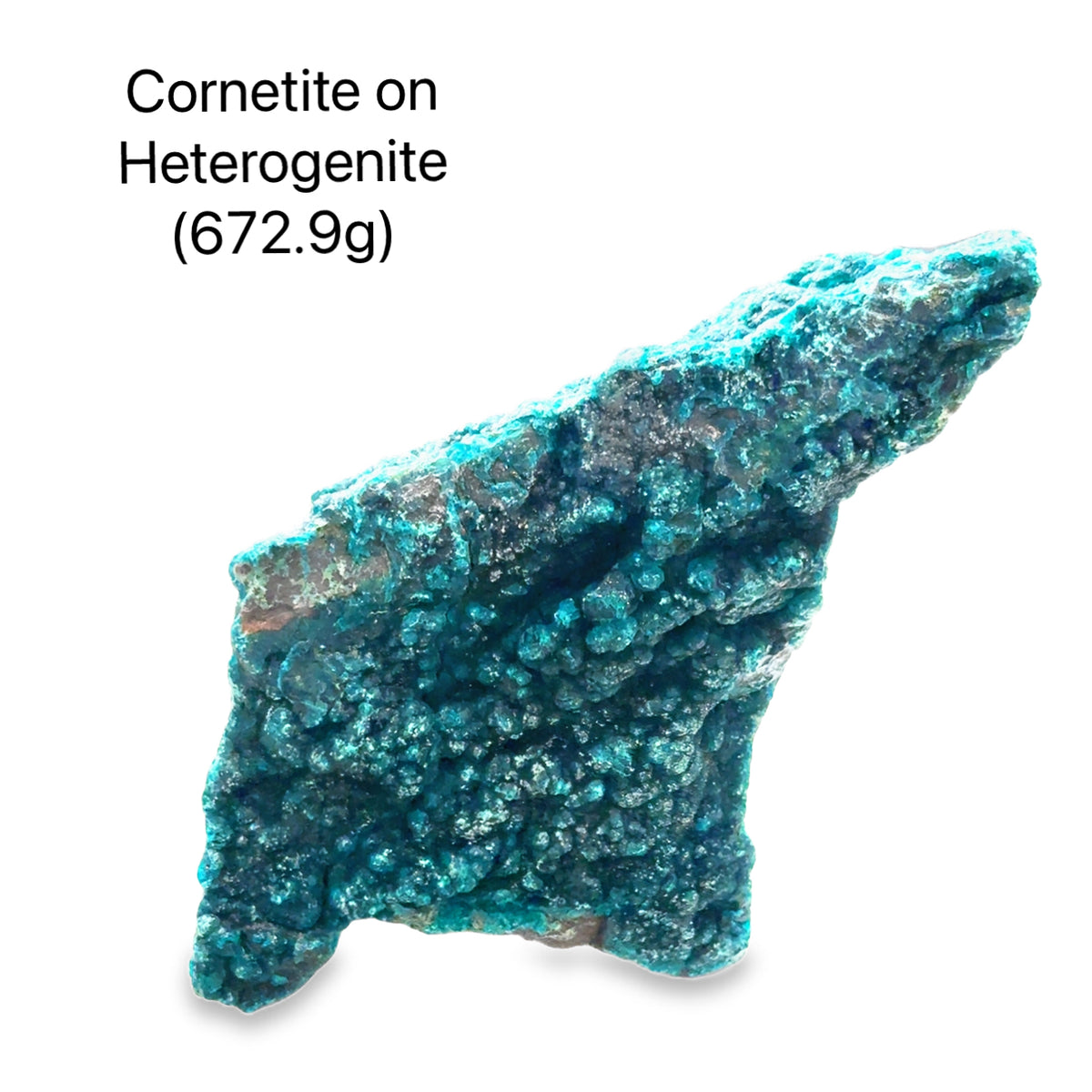 Cornetite on Heterogenite Raw Gemstone From the Democratic Republic of Congo