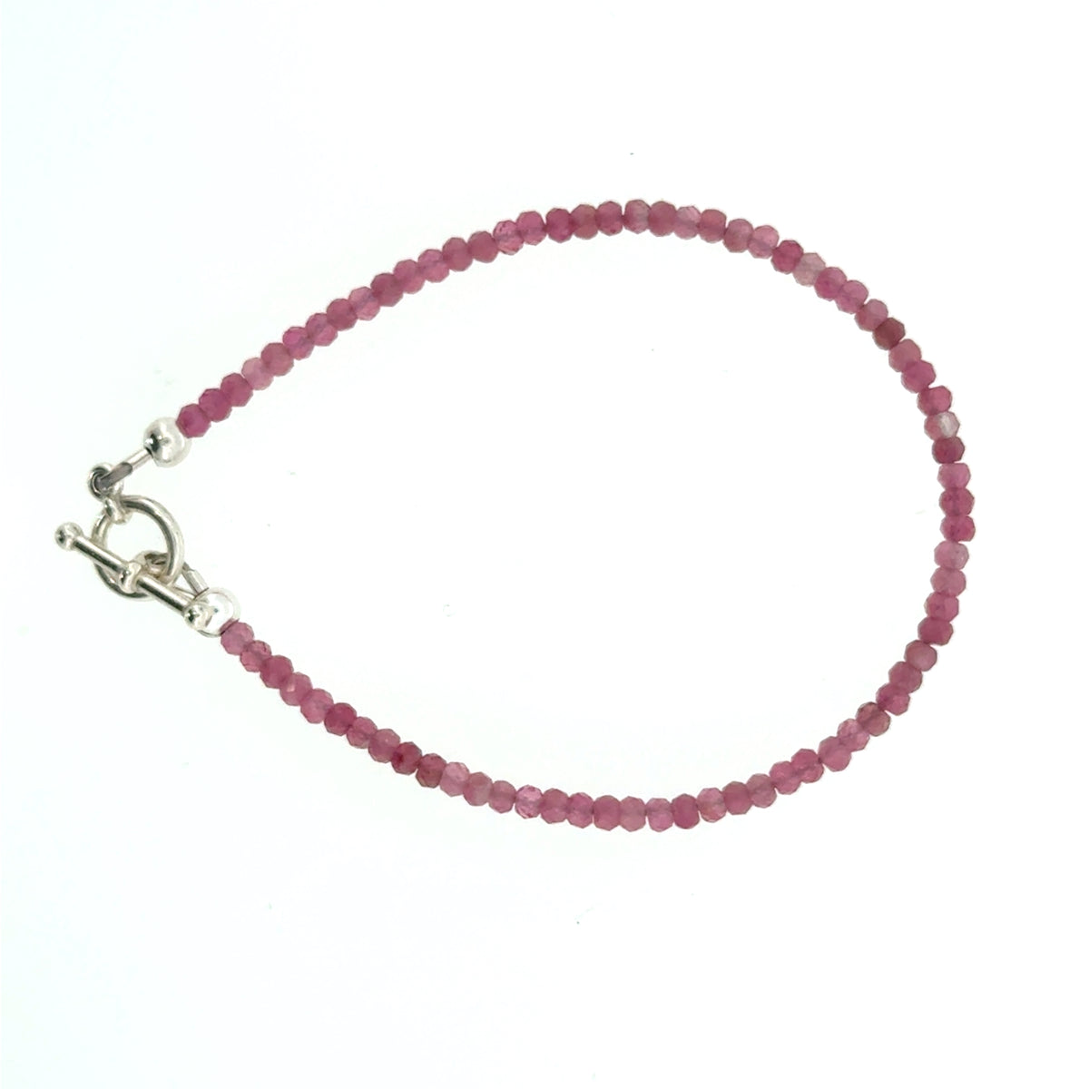Pink Tourmaline Gemstone Bracelet Faceted Roundels, Sterling Silver or Gold-Filled, Three Style Options
