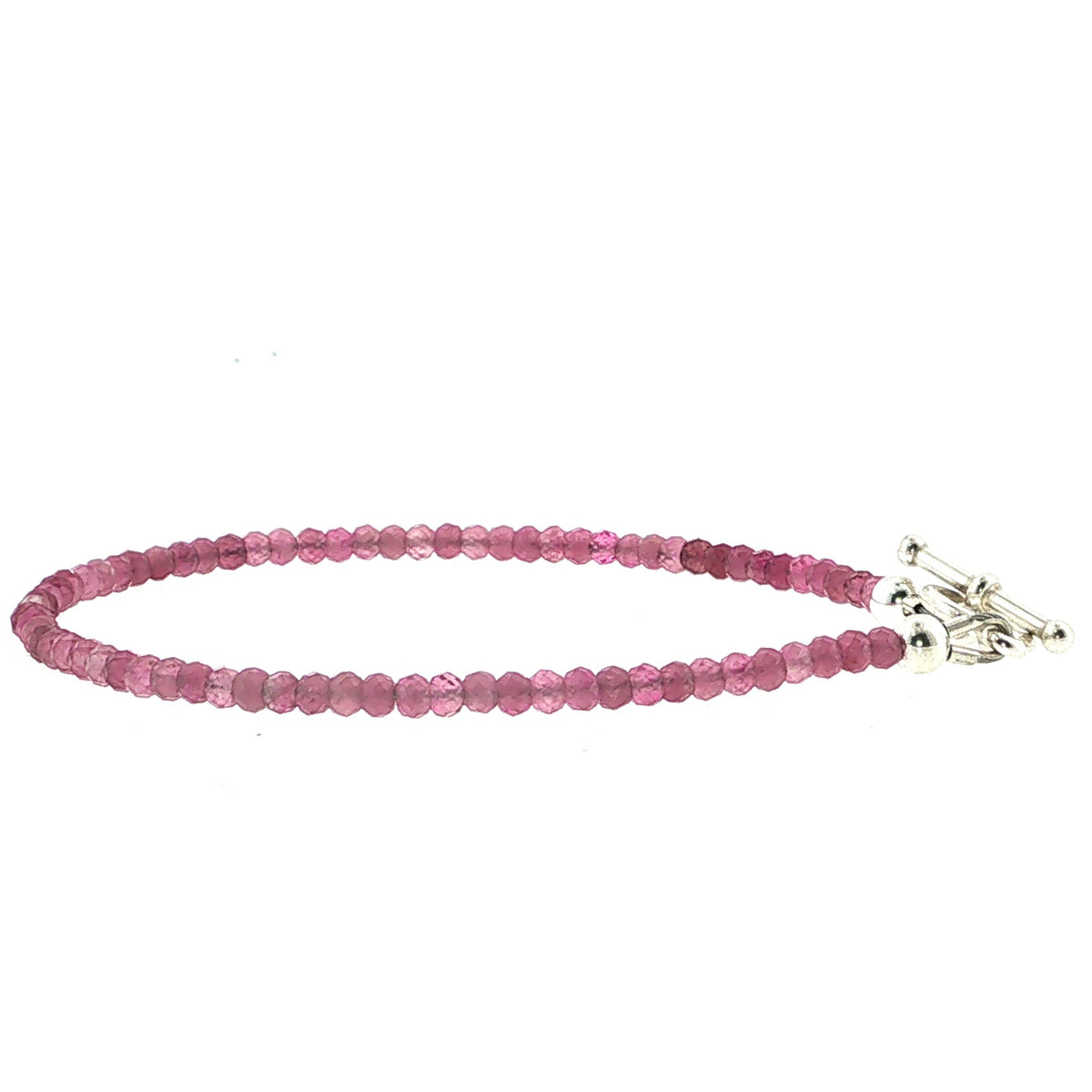 Pink Tourmaline Gemstone Bracelet Faceted Roundels, Sterling Silver or Gold-Filled, Three Style Options
