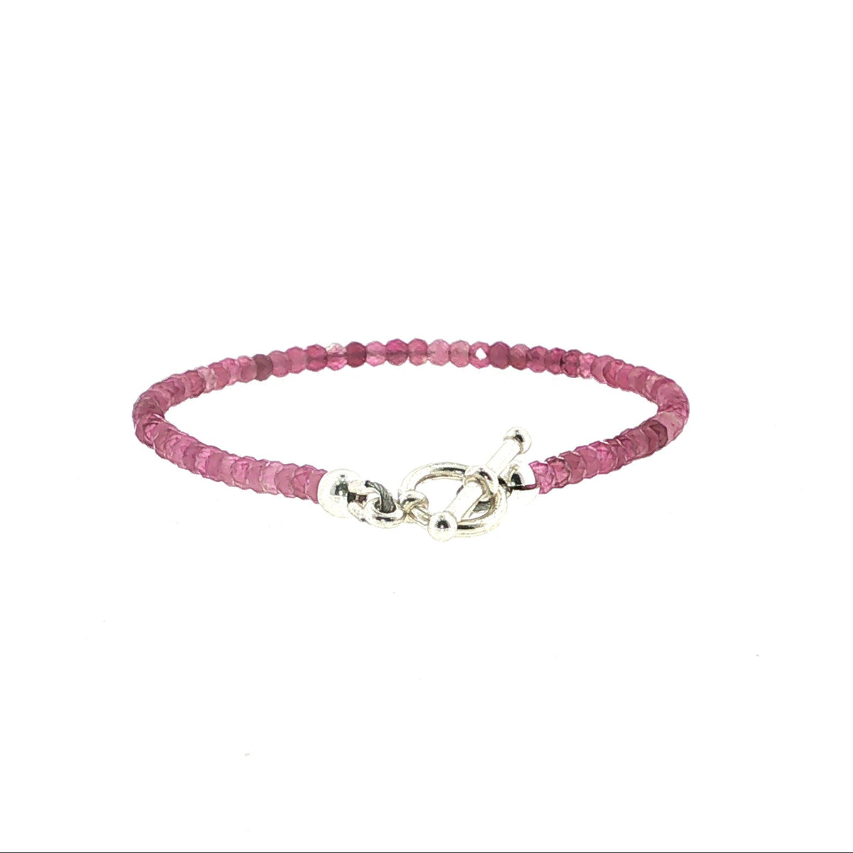 Pink Tourmaline Gemstone Bracelet Faceted Roundels, Sterling Silver or Gold-Filled, Three Style Options