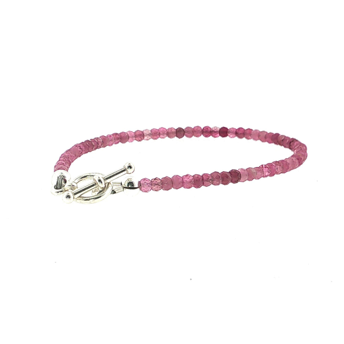 Pink Tourmaline Gemstone Bracelet Faceted Roundels, Sterling Silver or Gold-Filled, Three Style Options