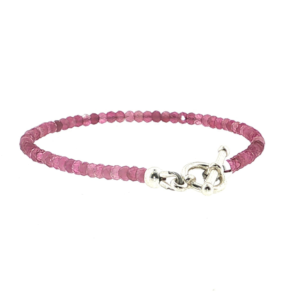 Pink Tourmaline Gemstone Bracelet Faceted Roundels, Sterling Silver or Gold-Filled, Three Style Options
