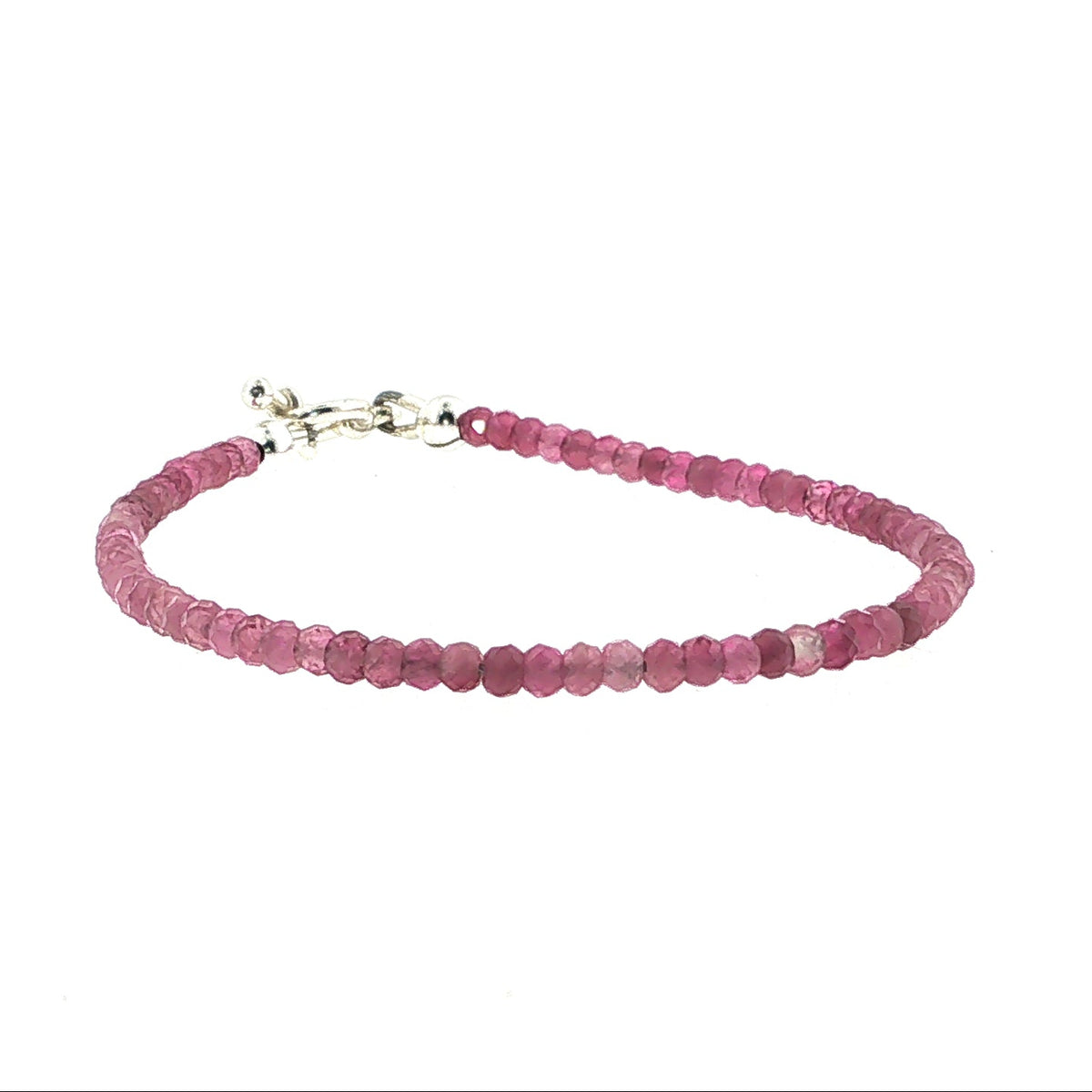Pink Tourmaline Gemstone Bracelet Faceted Roundels, Sterling Silver or Gold-Filled, Three Style Options