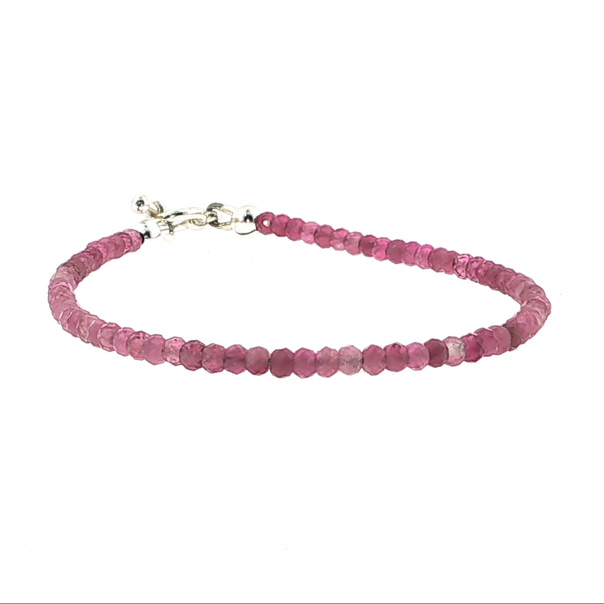 Pink Tourmaline Gemstone Bracelet Faceted Roundels, Sterling Silver or Gold-Filled, Three Style Options