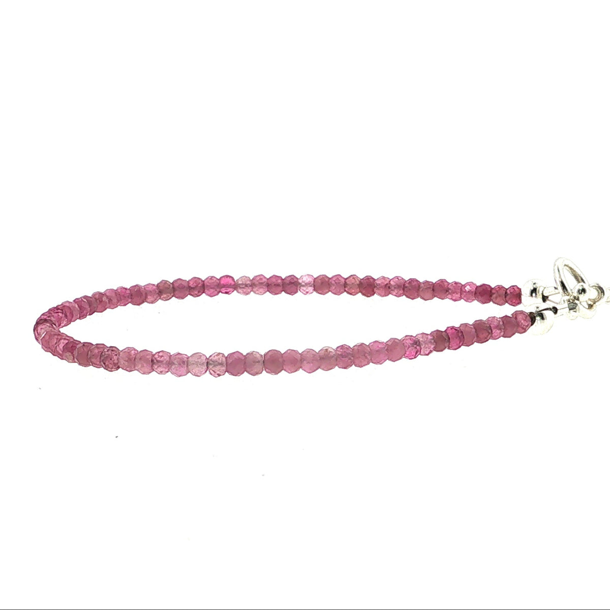 Pink Tourmaline Gemstone Bracelet Faceted Roundels, Sterling Silver or Gold-Filled, Three Style Options