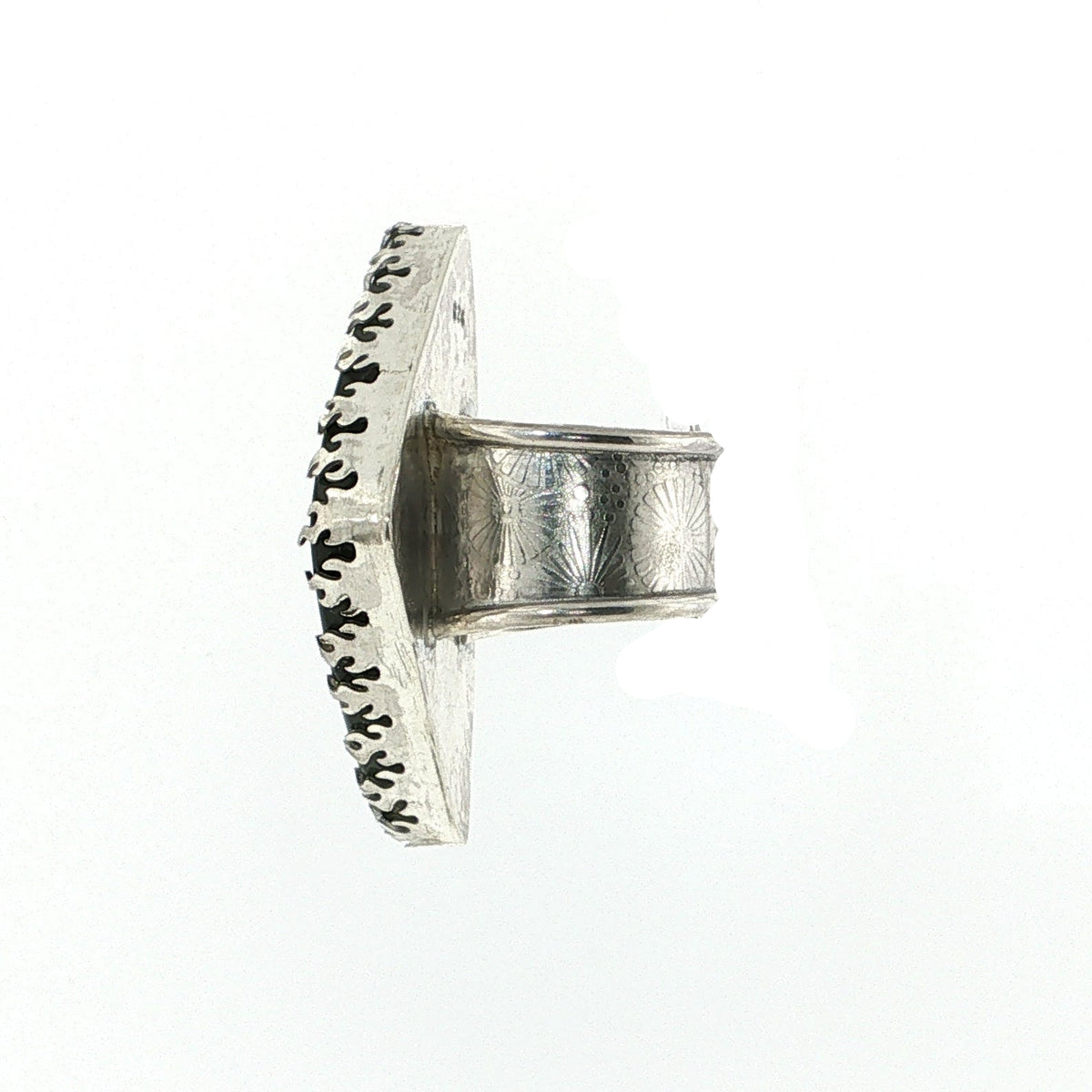 Labradorite Statement Ring Sterling Silver Bezel-Set Cabochon Ring, Size 7.5