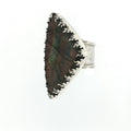 Labradorite Statement Ring Sterling Silver Bezel-Set Cabochon Ring, Size 7.5