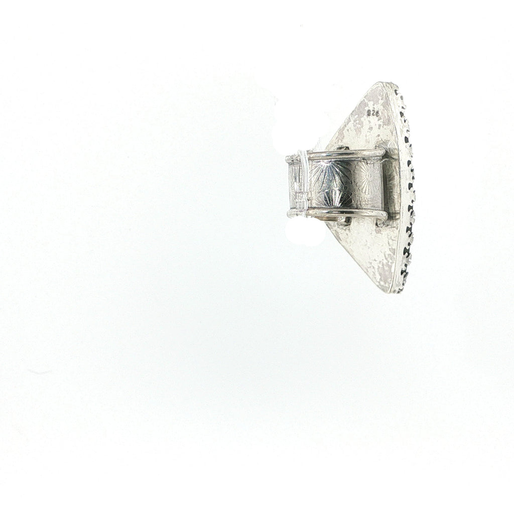 Labradorite Statement Ring Sterling Silver Bezel-Set Cabochon Ring, Size 7.5