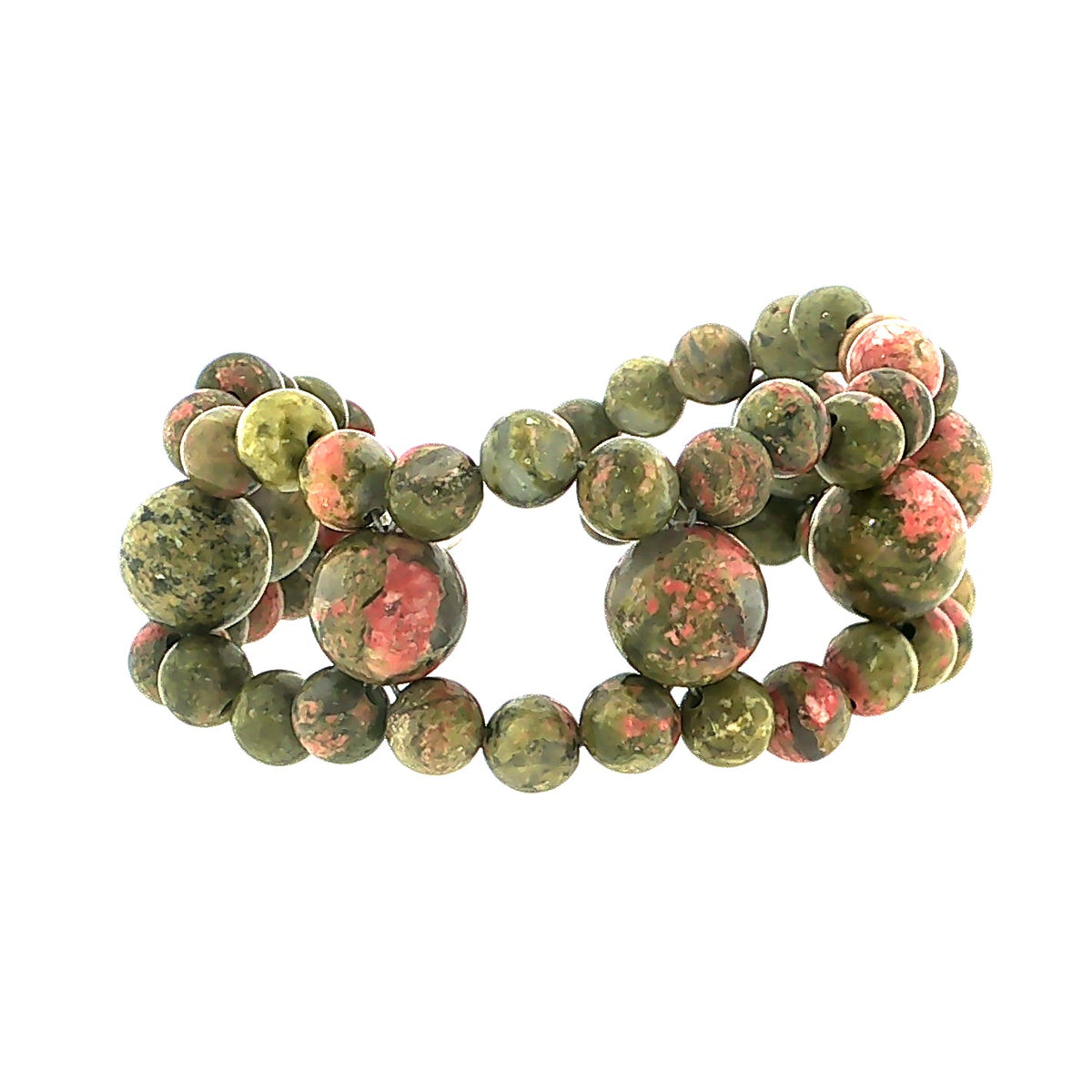 Unakite Gemstone Bracelet, Size 6.5, Cross-Weave, Sterling Silver Toggle