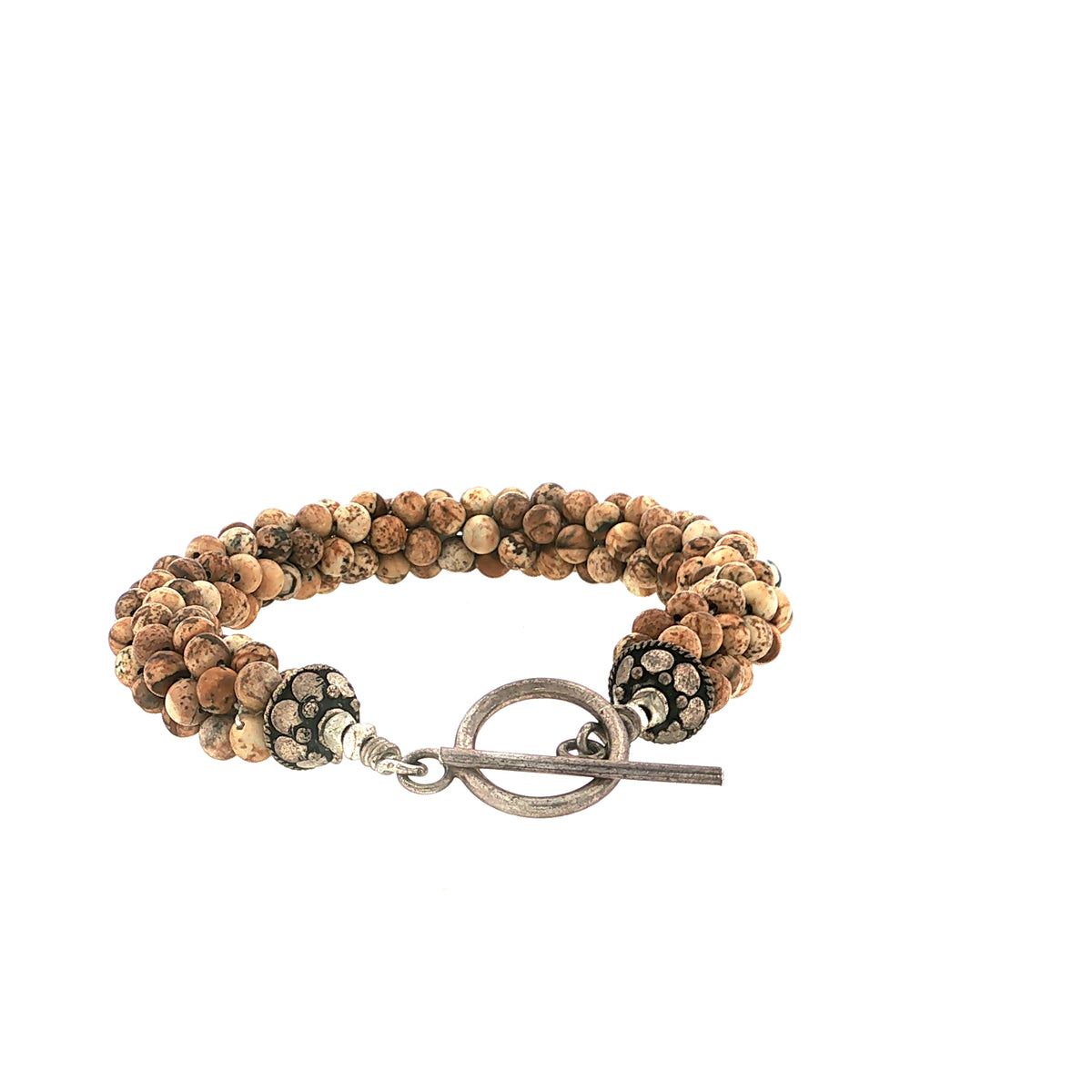 Picture Jasper Gemstone Crocheted Bracelet