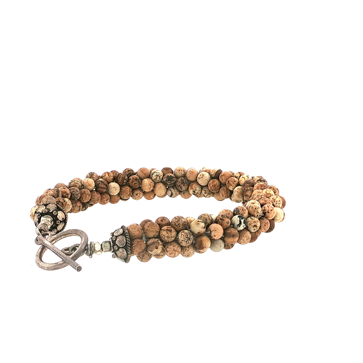 Picture Jasper Gemstone Crocheted Bracelet