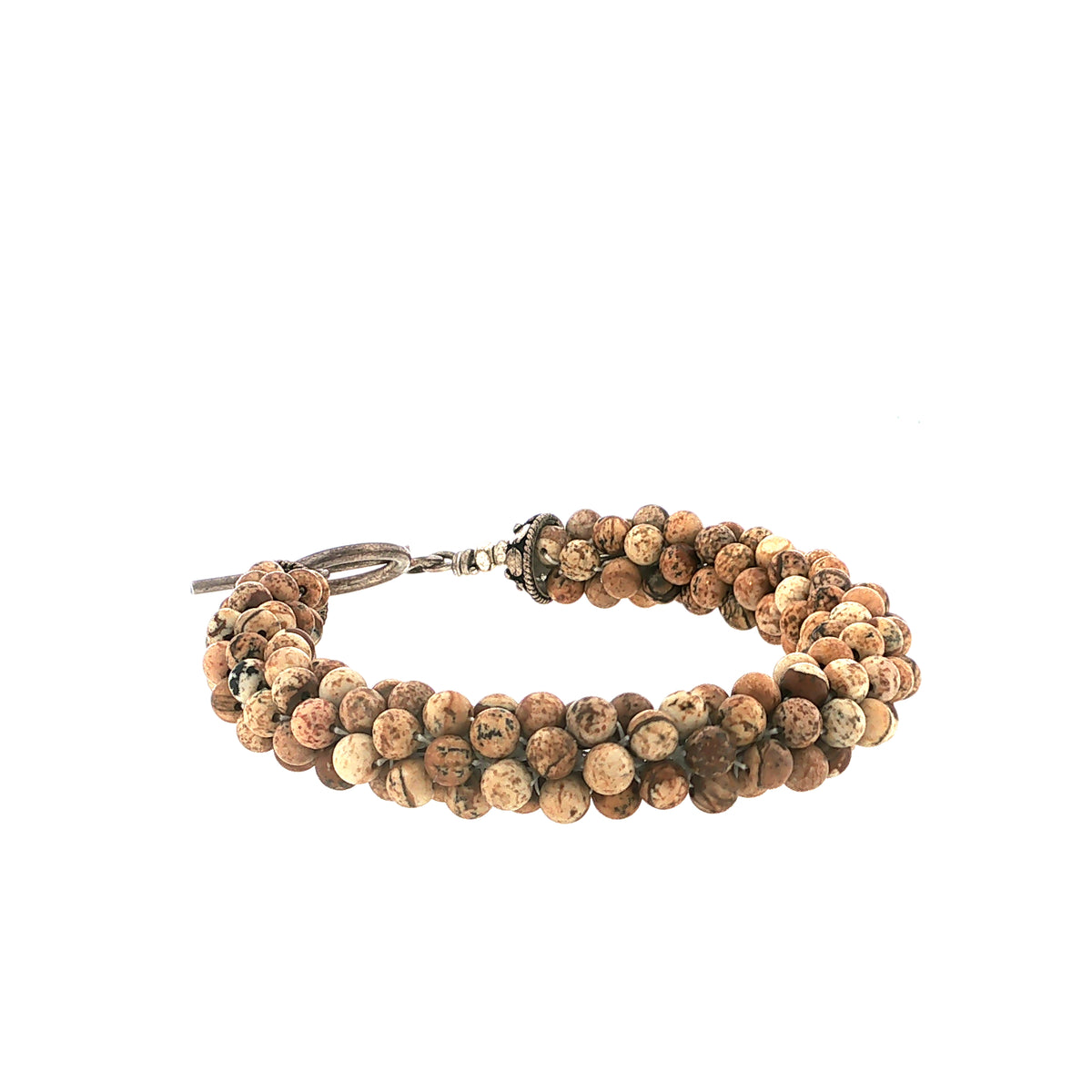 Picture Jasper Gemstone Crocheted Bracelet