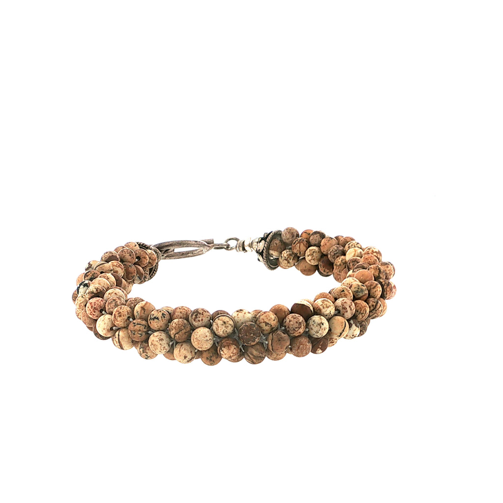 Picture Jasper Gemstone Crocheted Bracelet