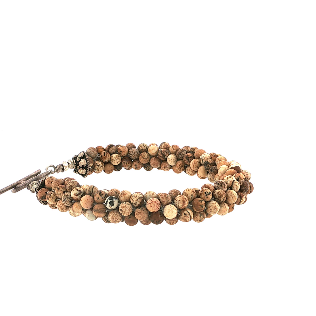 Picture Jasper Gemstone Crocheted Bracelet
