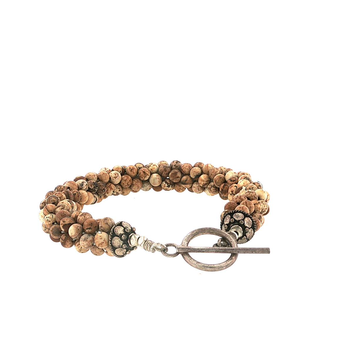 Picture Jasper Gemstone Crocheted Bracelet