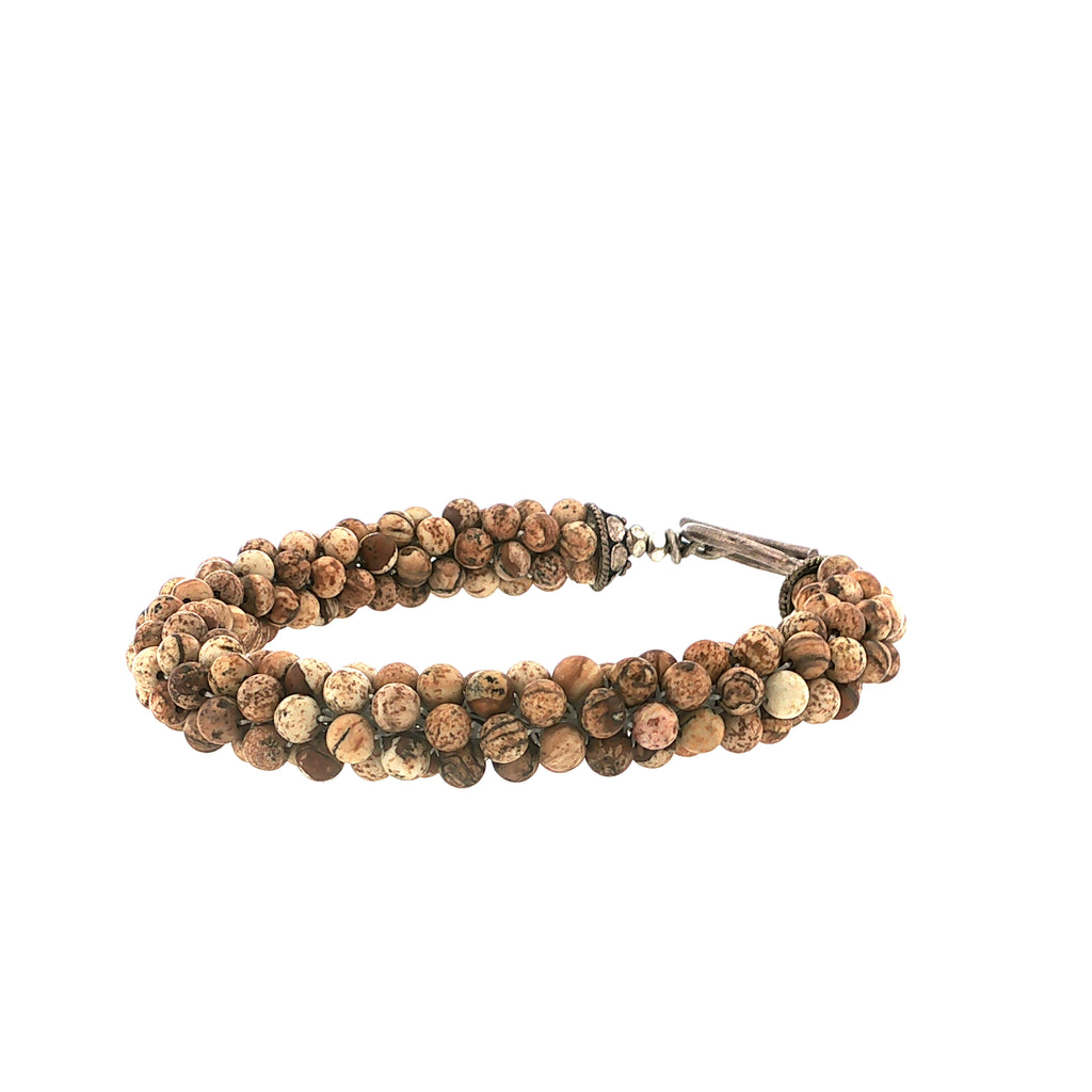 Picture Jasper Gemstone Crocheted Bracelet