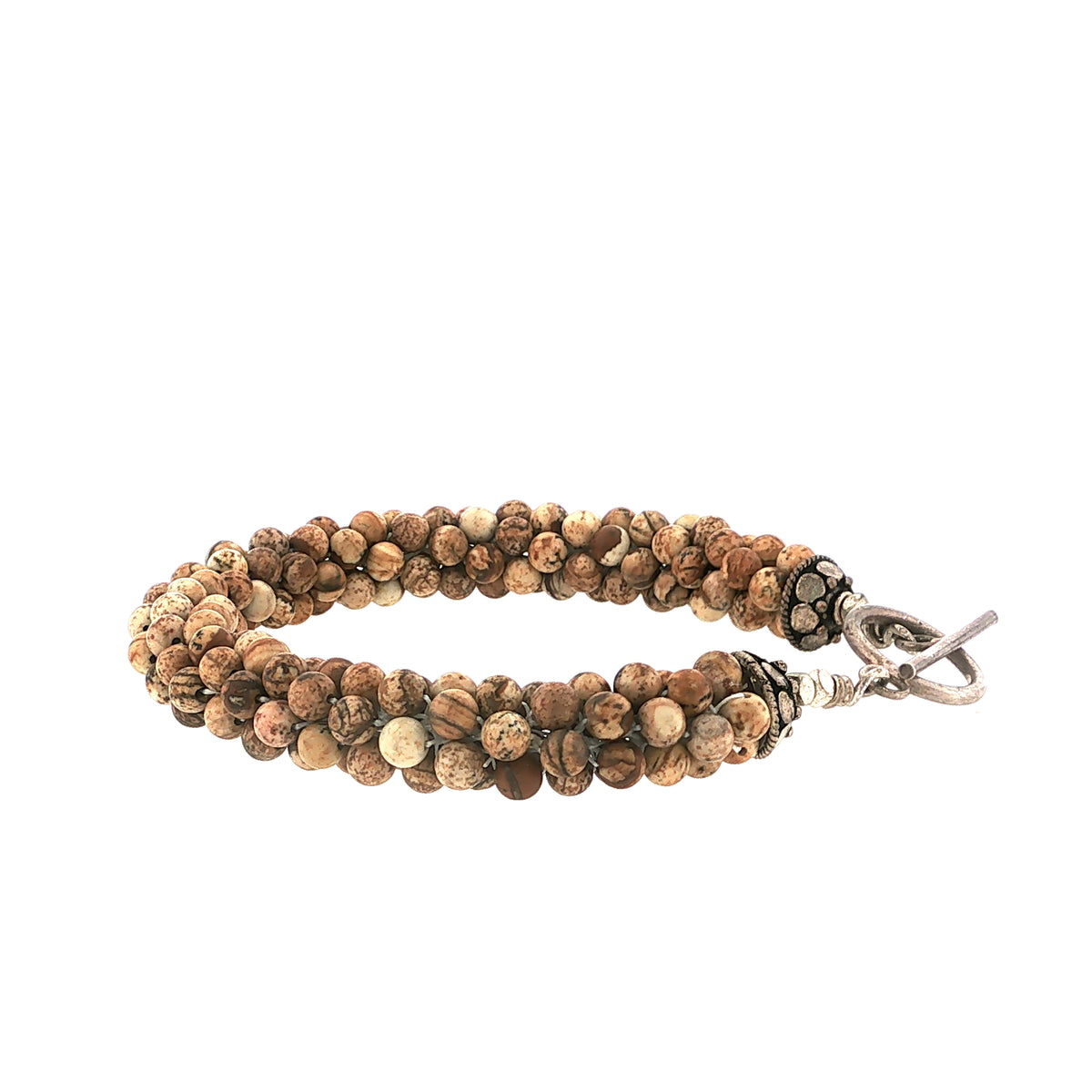 Picture Jasper Gemstone Crocheted Bracelet