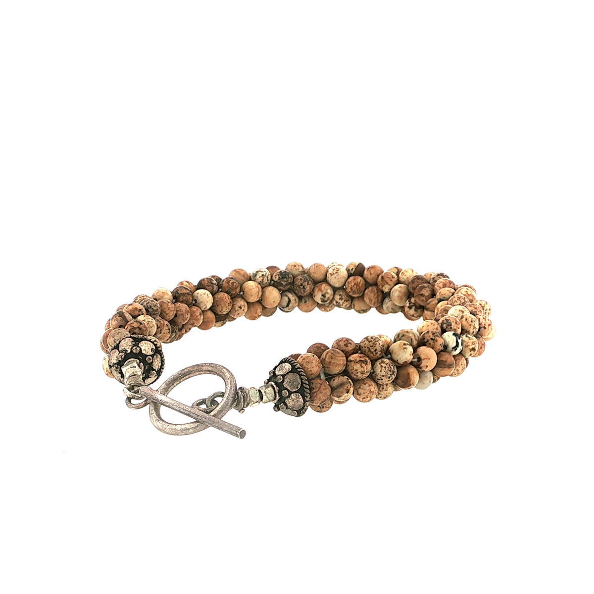 Picture Jasper Gemstone Crocheted Bracelet