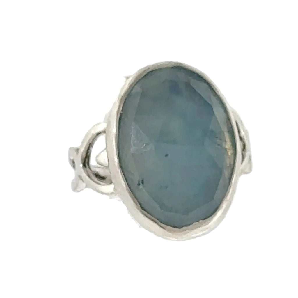 Aquamarine Gemstone Sterling Silver Ring size 7.25