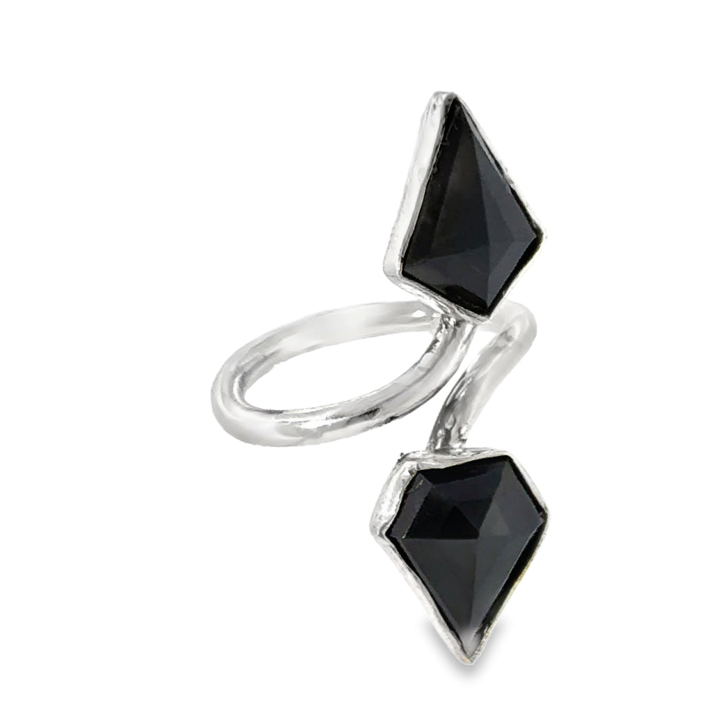 Black Spinel Bypass Ring Sterling Silver | Hidden Jewel of The South End