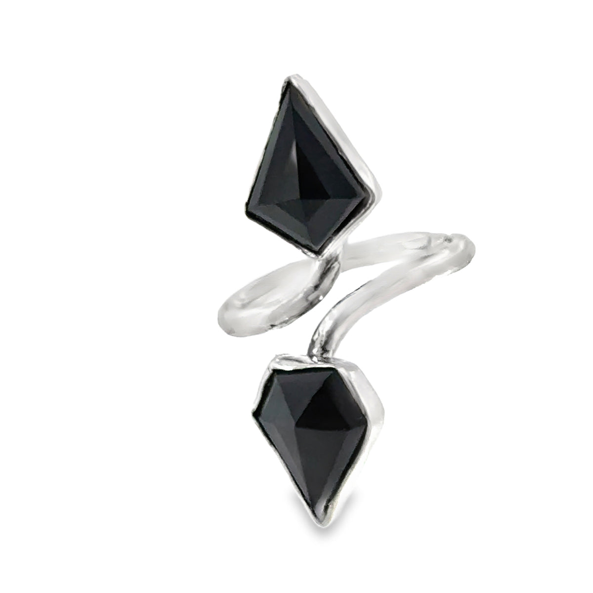 Black Spinel Bypass Ring Sterling Silver | Hidden Jewel of The South End