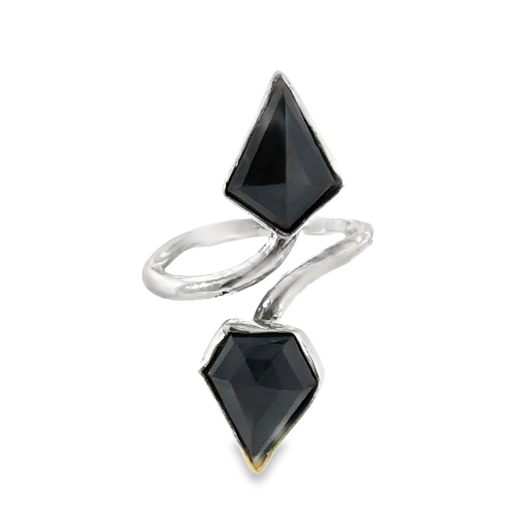 Black Spinel Bypass Ring Sterling Silver | Hidden Jewel of The South End