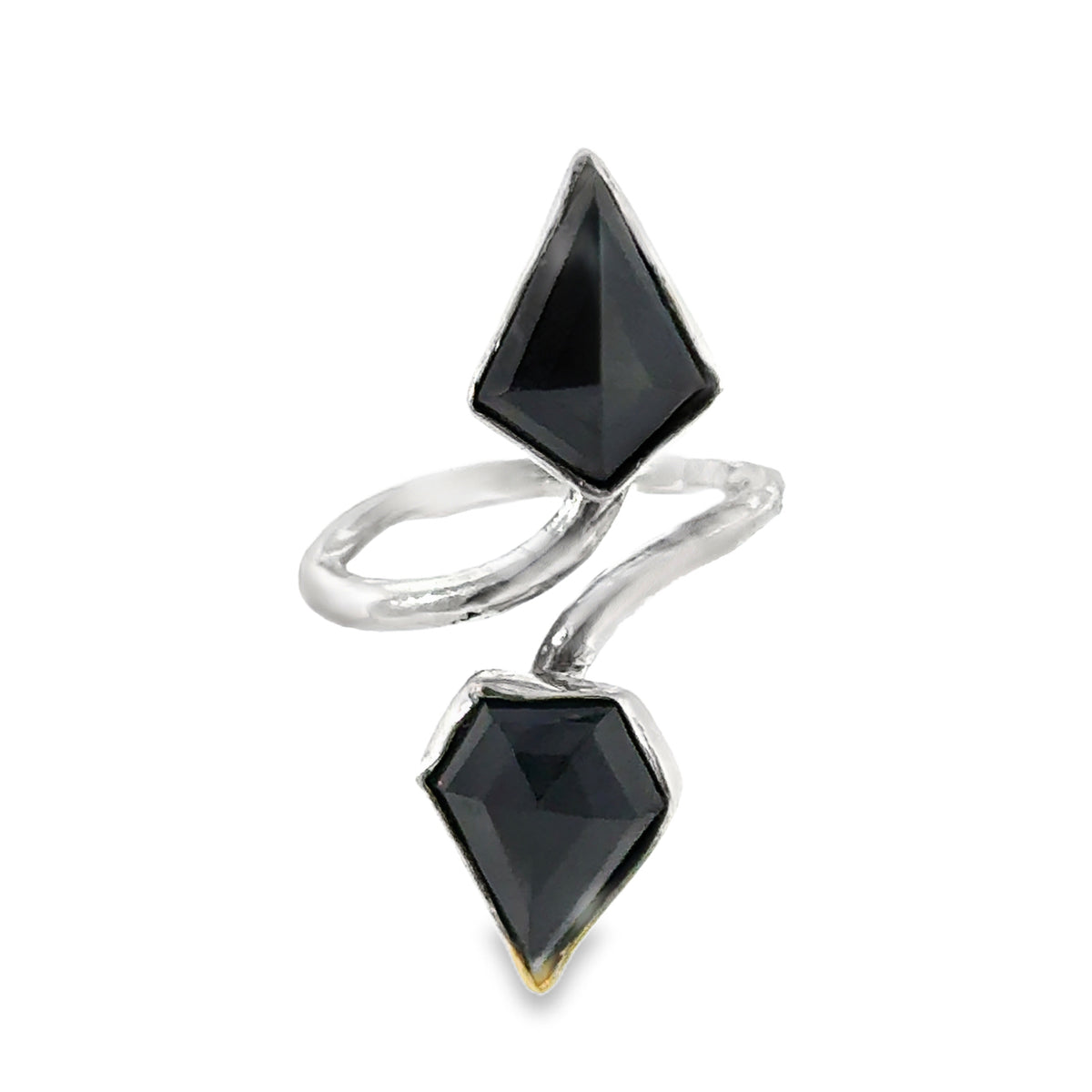 Black Spinel Bypass Ring Sterling Silver | Hidden Jewel of The South End
