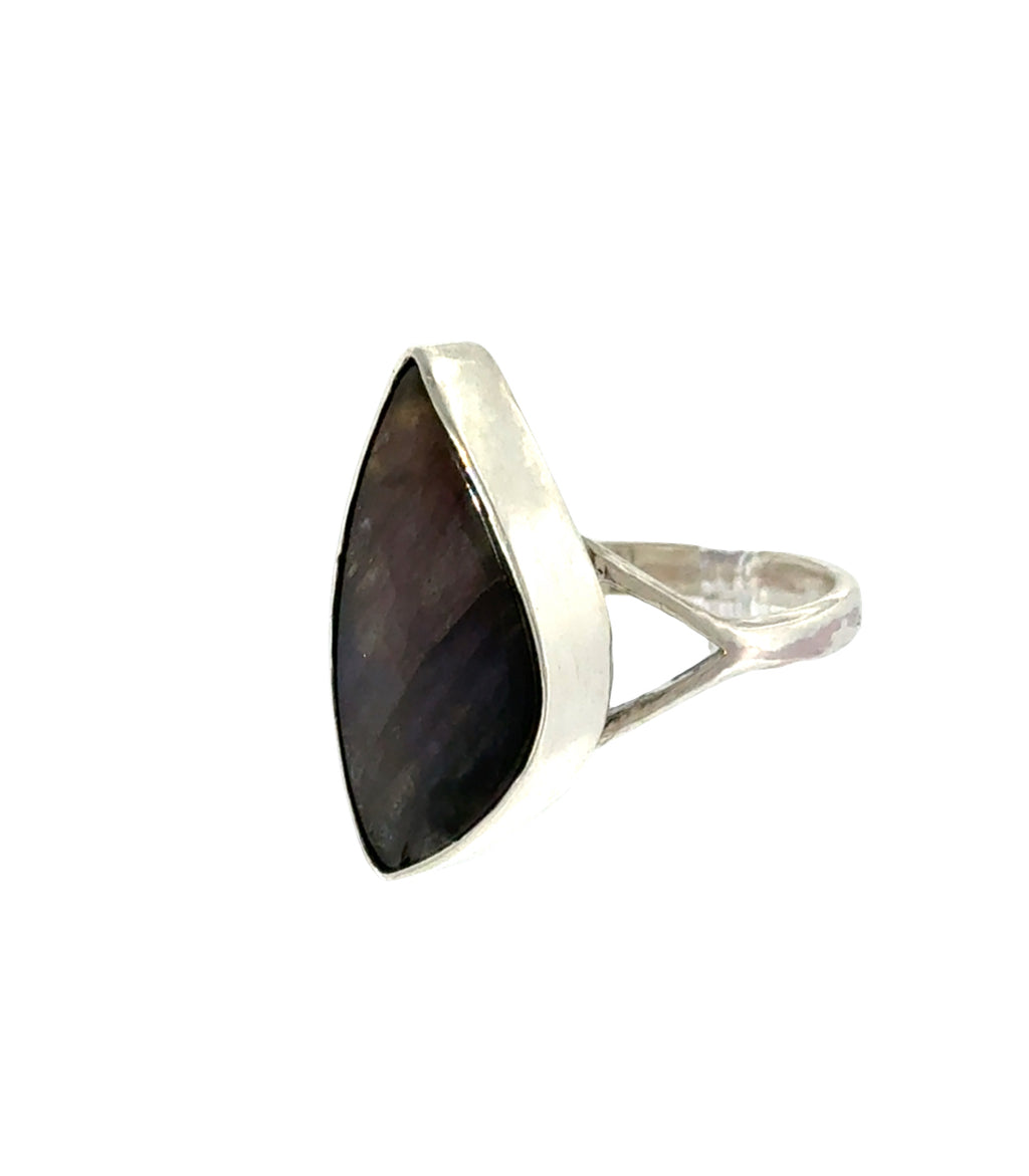 Labradorite Freeform Cabochon Sterling Silver Ring