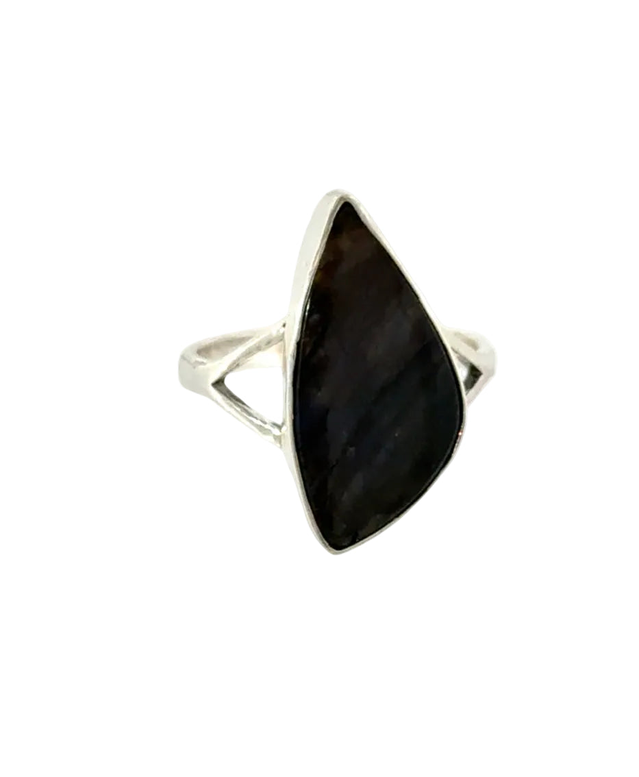 Labradorite Freeform Cabochon Sterling Silver Ring