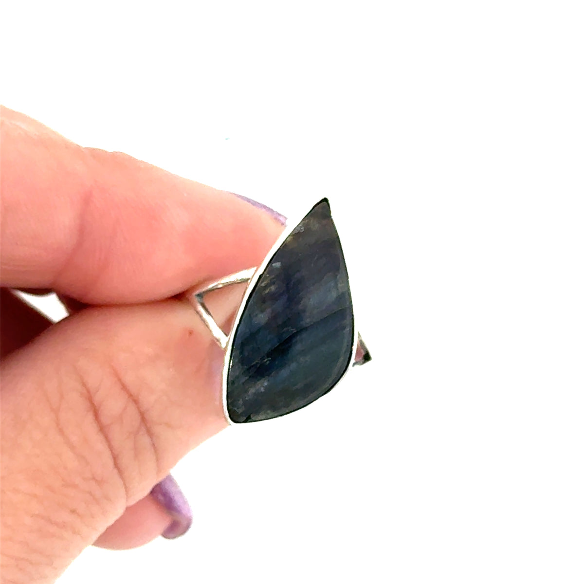 Labradorite Freeform Cabochon Sterling Silver Ring