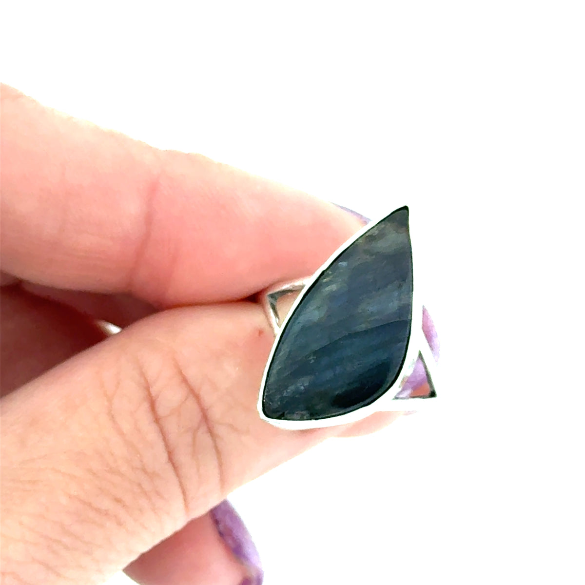 Labradorite Freeform Cabochon Sterling Silver Ring