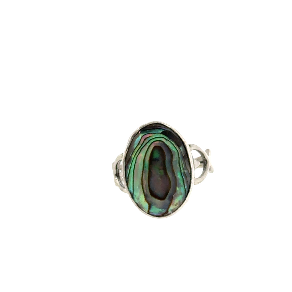 Abalone Shell Gemstone Sterling Silver Ring size 7.5