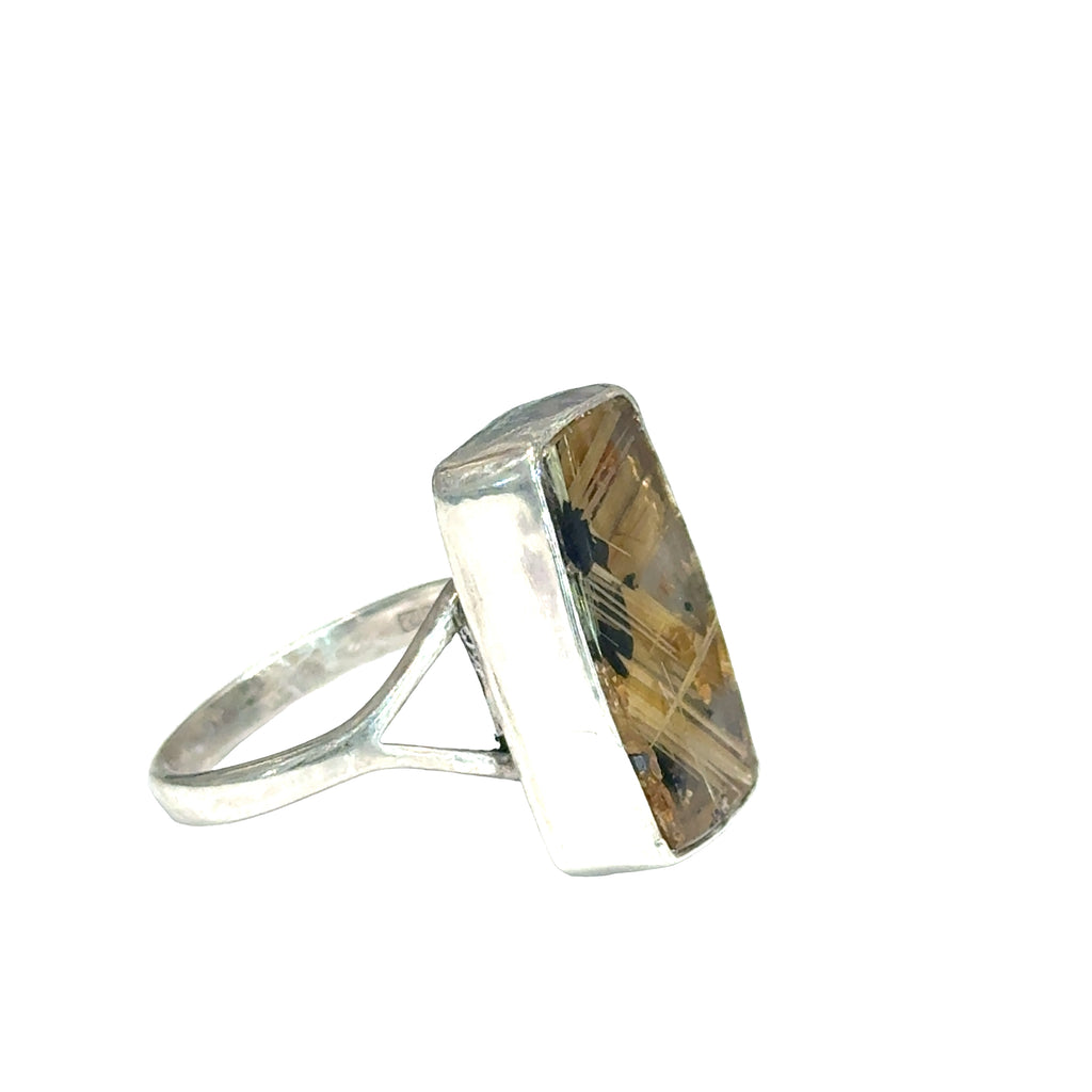 Star Rutile Quartz Sterling Silver Statement Ring, size, 7.5