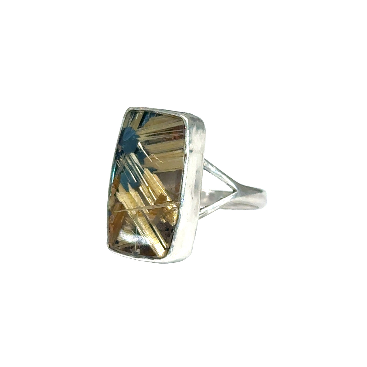 Star Rutile Quartz Sterling Silver Statement Ring, size, 7.5