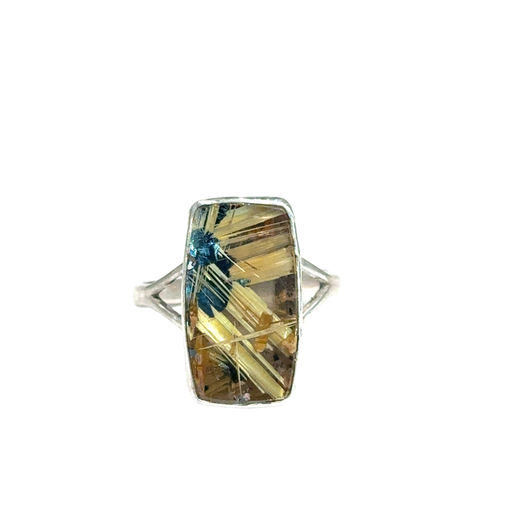 Star Rutile Quartz Sterling Silver Statement Ring, size, 7.5