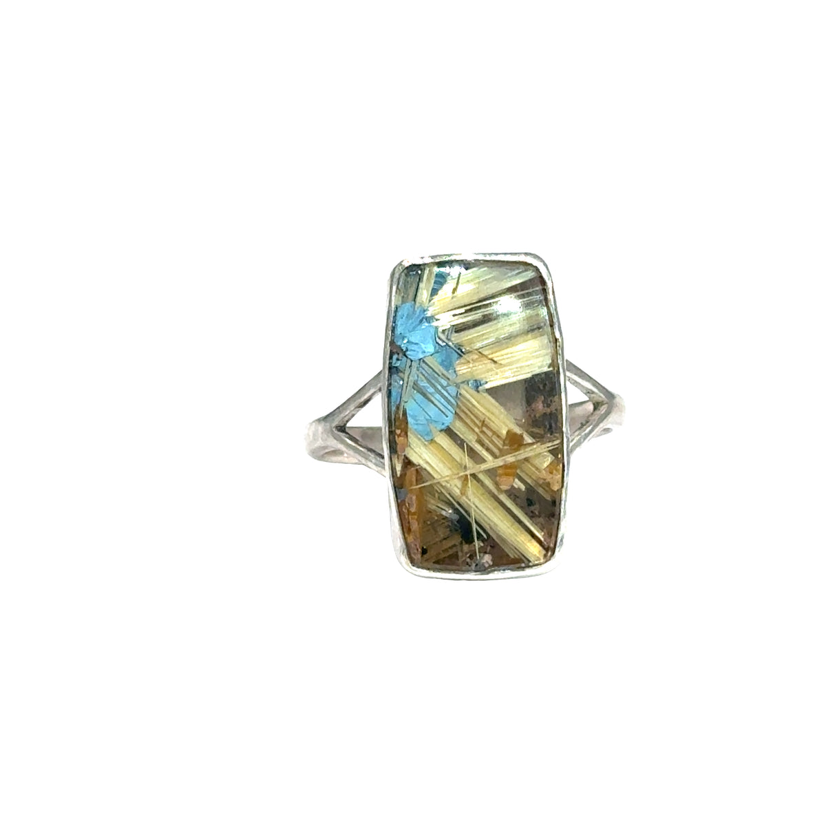 Star Rutile Quartz Sterling Silver Statement Ring, size, 7.5