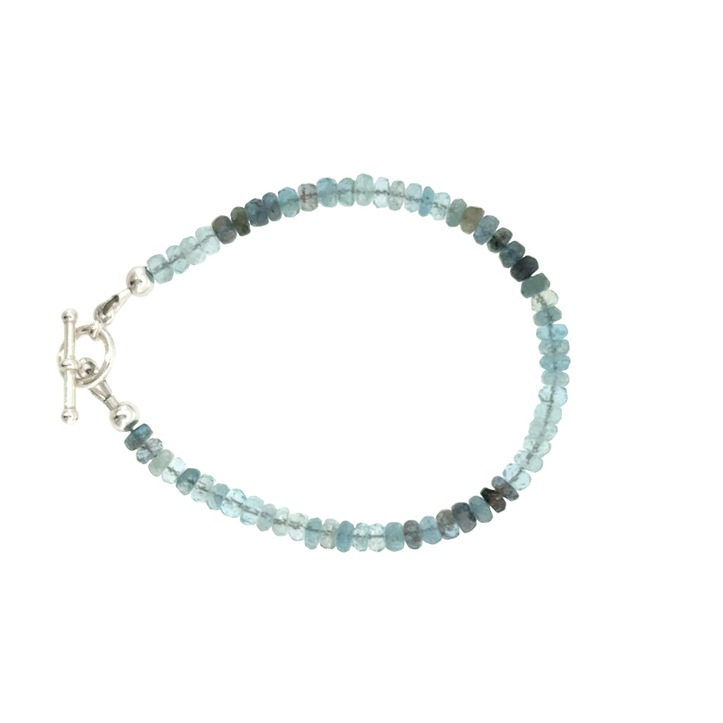 Aquamarine &  Moss Agate Bracelet | Sterling Silver Toggle