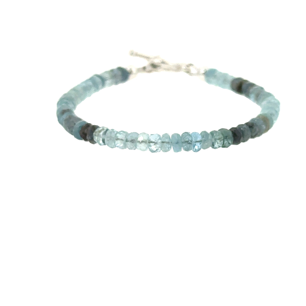 Aquamarine &  Moss Agate Bracelet | Sterling Silver Toggle